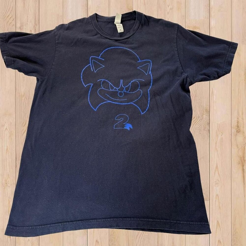 Sonic the Hedgehog 2 Graphic Tee Shirt Navy Blue Tultex Medium